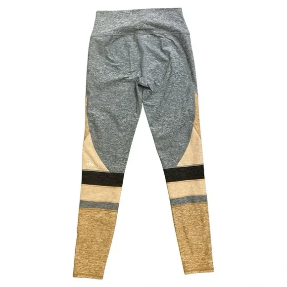 Alo Yoga Sheila Alosoft Gray Tan Womens Medium High-Rise Workout Gym Leggings - Picture 3 of 9